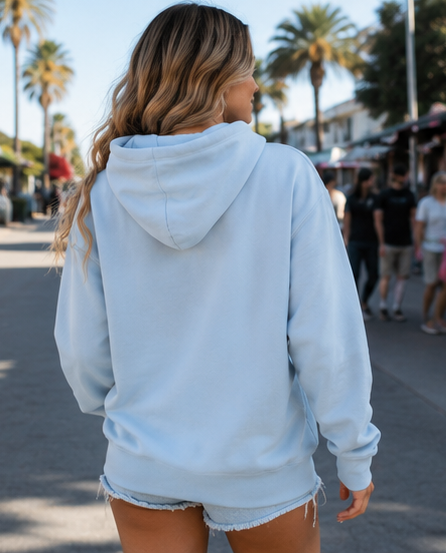 Light blue hoodie with cherry design, 