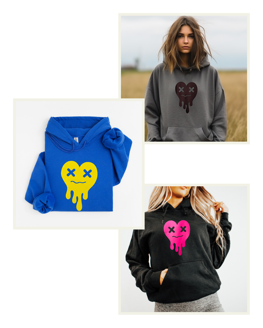 Wear Your Heart | Tired Heart Hoodie in Bold, Expressive Colors